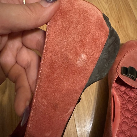 Coach Lydia Pink Suede Loafers with Bow and faux diamond accents - Picture 9 of 12